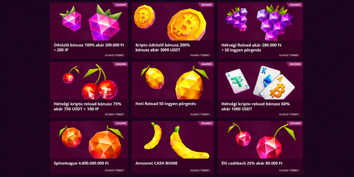 Malina Casino promóciók üdvözlő bónusz és kripto reload ajánlatok